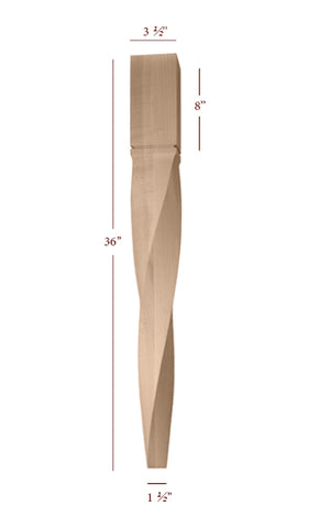 ISL64350-TDTW-L Helix Medium Double Left Twist Tapered Kitchen Island Leg