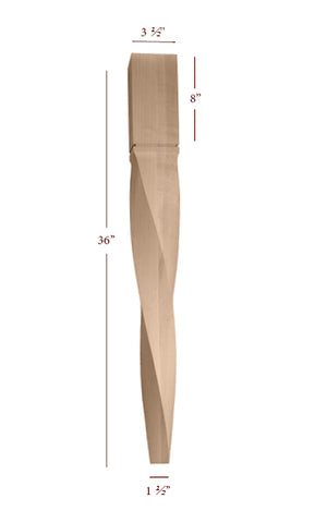 ISL64350-TDTW-R Helix Medium Double Right Twist Tapered Kitchen Island Leg