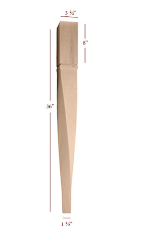 ISL64350-THTW-R Helix Medium Single Right Twist Tapered Kitchen Island Leg