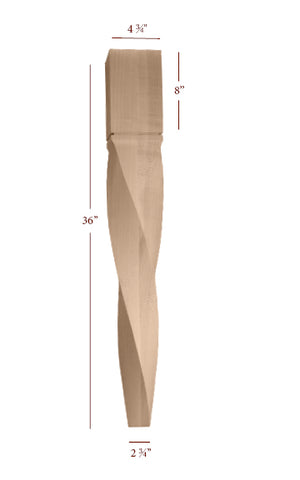 ISL64475-TDTW-R Massive Helix Double Right Twist Tapered Kitchen Island Leg