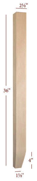 ISL98250P-2ST - Slender Shaker Kitchen Island Leg with Tapered Foot