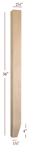 ISL98250P-2ST - Slender Shaker Kitchen Island Leg with Tapered Foot