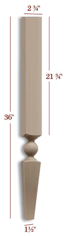 Manhattan Contemporary Slender Square Tapered Vanity Leg