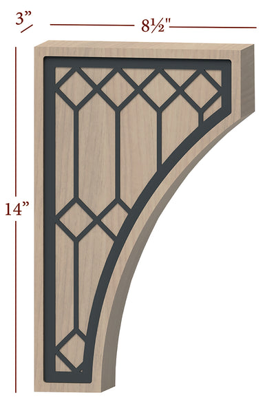 Fast-Snap Large Corbel with Windsor Metal Inlay - 14" x 8-1/2" x 3"