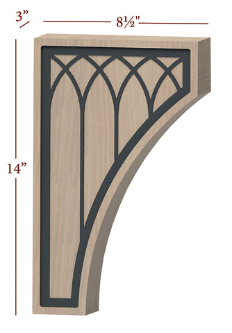 Fast-Snap Large Corbel with Cathedral Metal Inlay - 14" x 8-1/2" x 3"