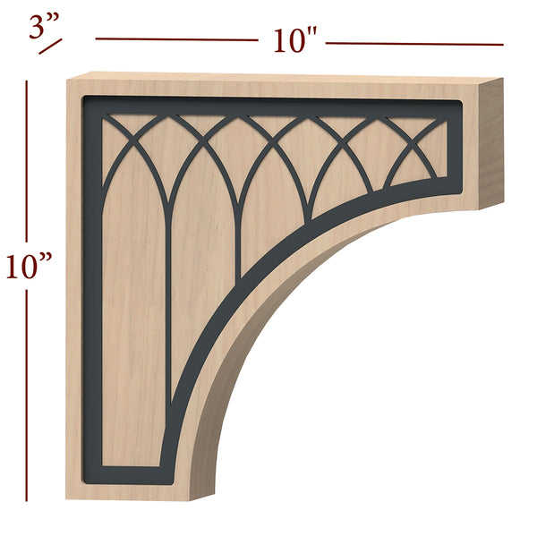 Fast-Snap Overhang Corbel with Cathedral Metal Inlay - 10" x 10" x 3"