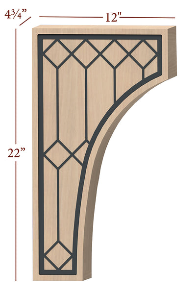 Fast-Snap Extra Large Corbel with Windsor Metal Inlay - 22" x 12" x 4-3/4"