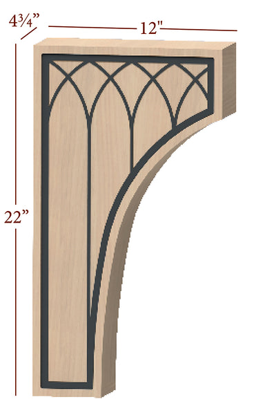 Fast-Snap Extra Large Corbel with Cathedral Metal Inlay - 22" x 12" x 4-3/4"
