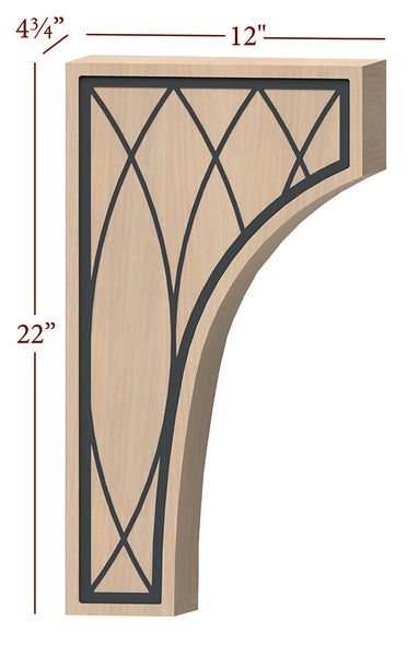 Fast-Snap Extra Large Corbel with Eden Metal Inlay - 22" x 12" x 4-3/4"