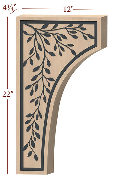 Fast-Snap Extra Large Corbel with Laurel Metal Inlay - 22" x 12" x 4-3/4"