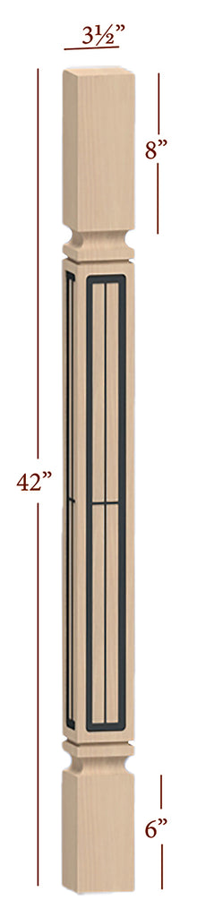 Fast-Snap Mission Bar Post with Farmhouse Modern Metal Inlay - 42" x 3 ...