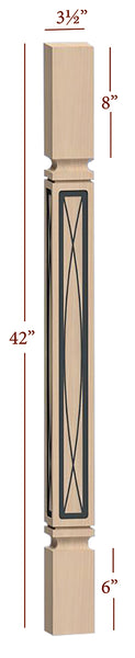 Fast-Snap Mission Bar Post with Eden Metal Inlay - 42" x 3-1/2" x 3-1/2"