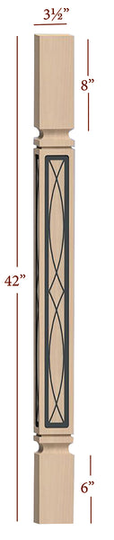 Fast-Snap Mission Bar Post with Vesica Metal Inlay - 42" x 3-1/2" x 3-1/2"
