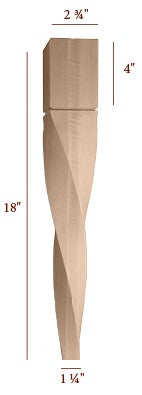 18" Helix Slender Double Twist Tapered Furniture Leg - Right