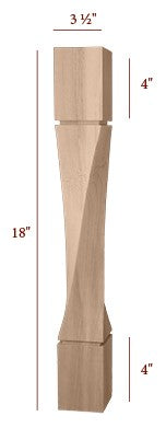 18" Medium Helix Twist Furniture Leg - Left