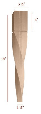18" Helix Medium Double Twist Tapered Furniture Leg - Right
