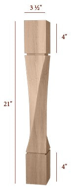 21" Medium Helix Twist Furniture Leg - Left