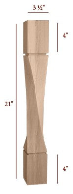21" Medium Helix Twist Furniture Leg - Right